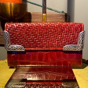 Brighton Brown Aligator Weave Billfold Wallet